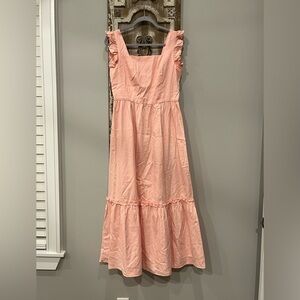 EUC Women’s GLG GOOD LUCK GEM Peach Tiered Maxi Dress (Medium)